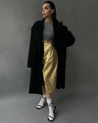Satine metallic skirt